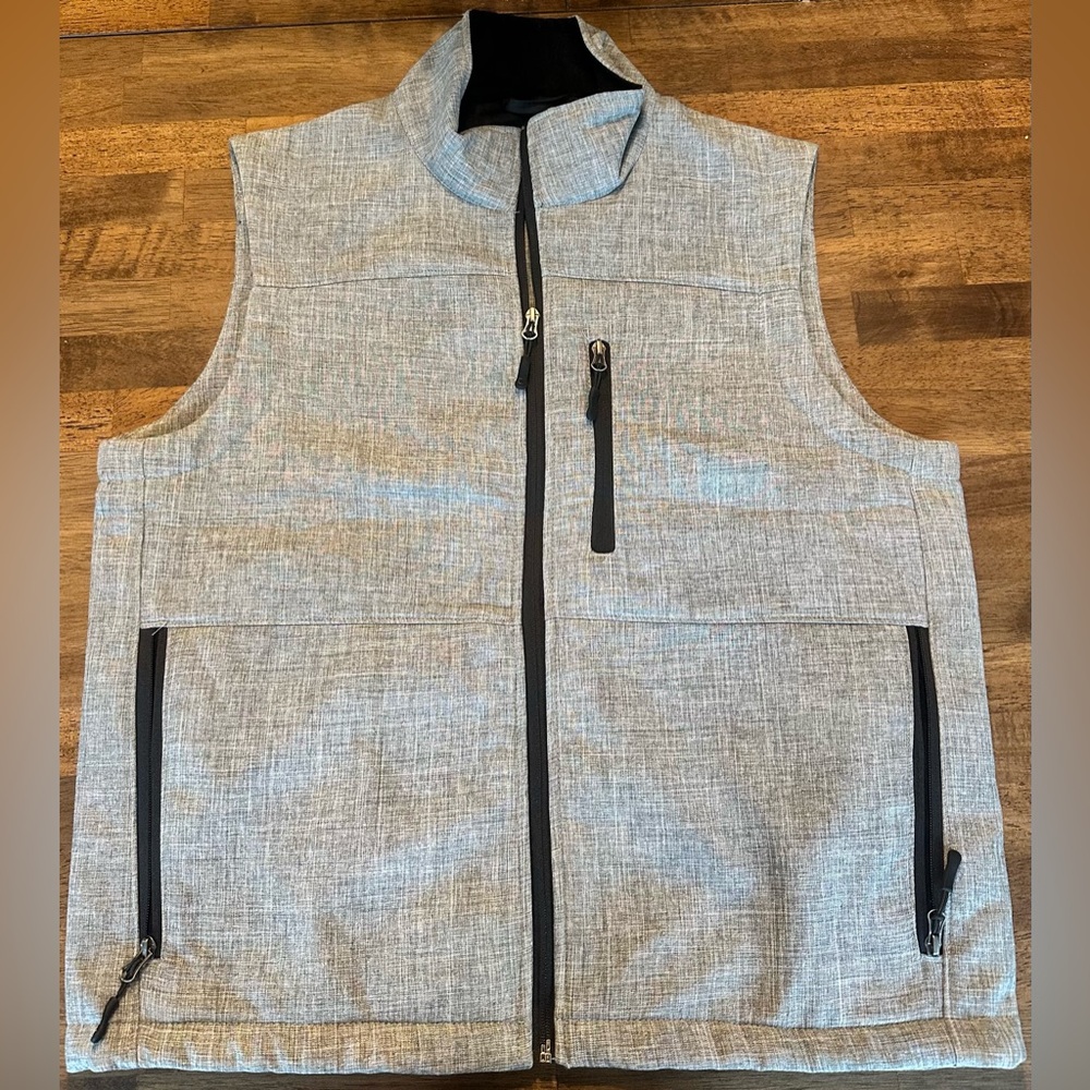 Gray full zip vest